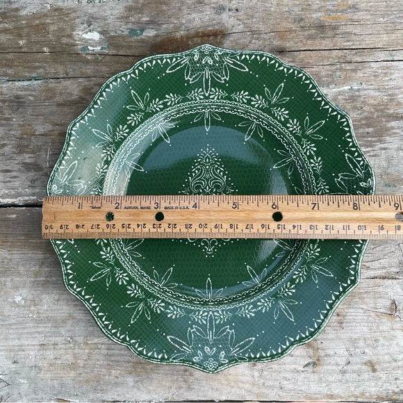 222 Fifth green winter ball porcelain salad plate Christmas tree holiday nwt - Picture 2 of 9